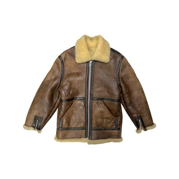 Vintage Schott NYC Sportswear Mouton USA Made Leather Flight Jacket 38